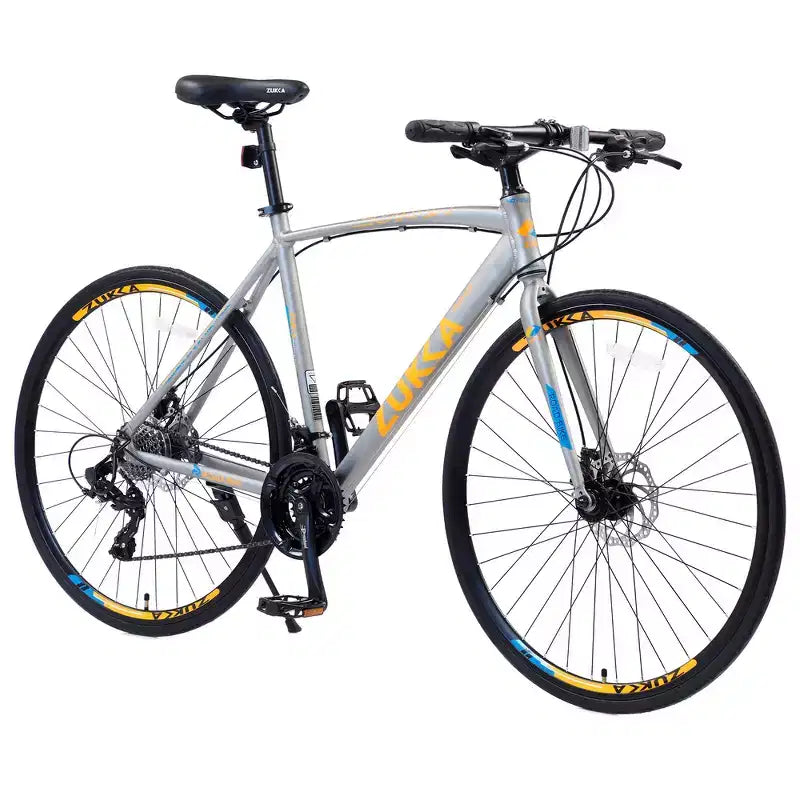 Vélo hybride adulte Whisen 28, vélo de route avec vitesses 24 rapports, freins à disque