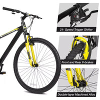 Hykolity Vélo tout-terrain 29 pouces 29r VTT Sport Grand vélo Suspendu Léger Cyclisme en extérieur pour Adulte Homme Femme Gris neutre