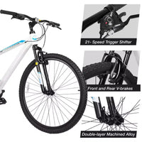 Hykolity VTT 29 pouces 29r Vélo de sport Grande taille Tout-suspendu Léger Cyclisme en plein air pour homme femme adulte - Blanc pâle