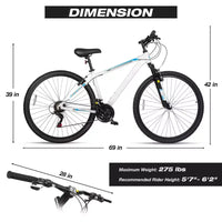 Hykolity VTT 29 pouces 29r Vélo de sport Grande taille Tout-suspendu Léger Cyclisme en plein air pour homme femme adulte - Blanc pâle