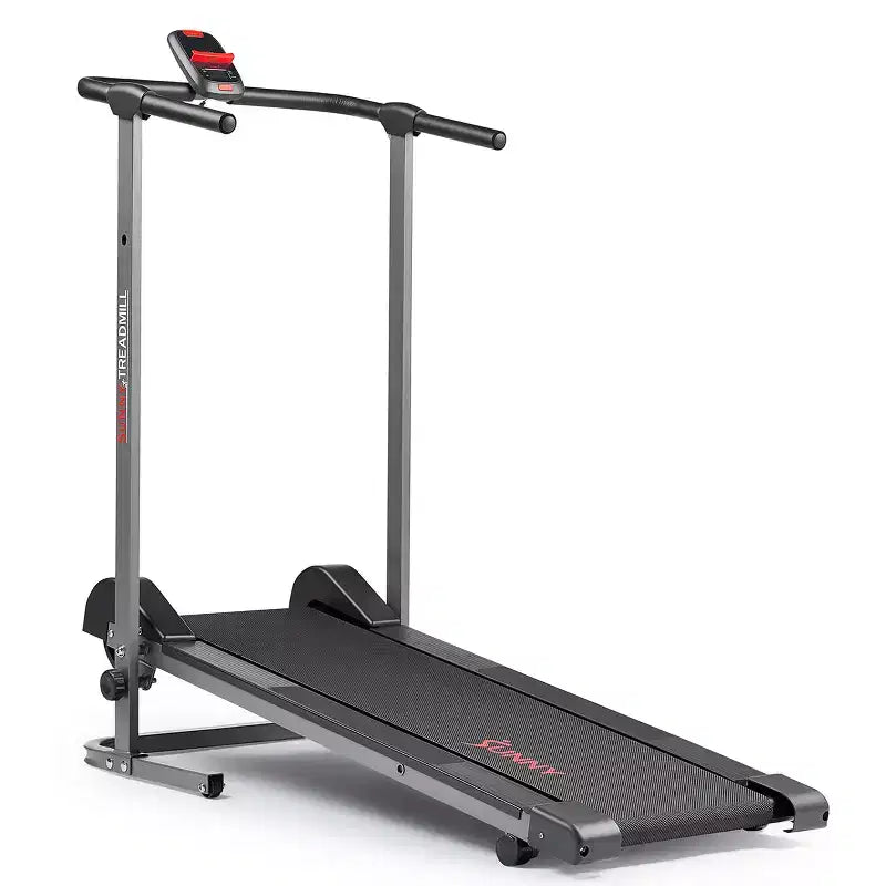 Tapis de marche manuel intelligent Sunny Health & Fitness avec inclinaison fixe, suivi Bluetooth et conception pliable peu encombrante