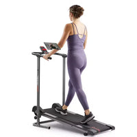 Tapis de marche manuel intelligent Sunny Health & Fitness avec inclinaison fixe, suivi Bluetooth et conception pliable peu encombrante