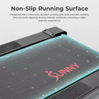 Tapis de marche manuel intelligent Sunny Health & Fitness avec inclinaison fixe, suivi Bluetooth et conception pliable peu encombrante