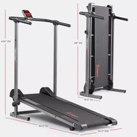 Tapis de marche manuel intelligent Sunny Health & Fitness avec inclinaison fixe, suivi Bluetooth et conception pliable peu encombrante