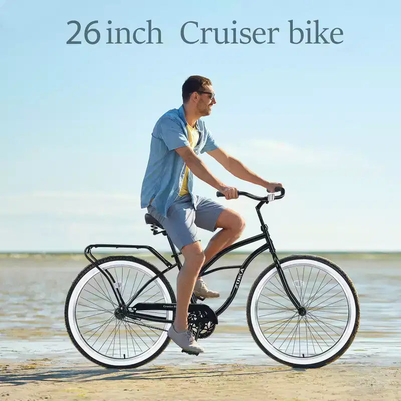 Vélo de plage Whisen 26 pour hommes, vélo à vitesse unique avec cadre en acier, roues larges pour la stabilité