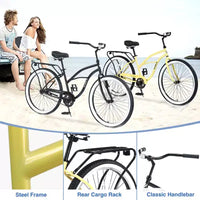 Vélo de plage Whisen 26 pour hommes, vélo à vitesse unique avec cadre en acier, roues larges pour la stabilité