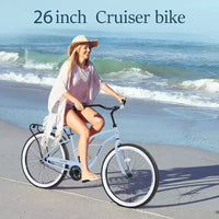 Vélo de plage Whisen 26 pour hommes, vélo à vitesse unique avec cadre en acier, roues larges pour la stabilité