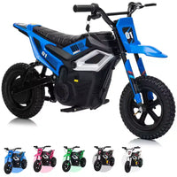 Moto électrique 24 V, 350 W pour enfants, 22 km/h, moto porteur avec suspension de roue arrière, 20 km d'autonomie, poignée d'accélérateur, musique
