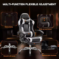 Chaise de jeu ergonomique Okak avec repose-pieds et soutien lombaire, chaise d'ordinateur avec appuie-tête et accoudoir, chaise à roulettes pour l'étude et le bureau