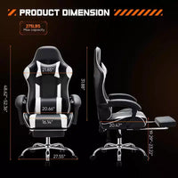 Chaise de jeu ergonomique Okak avec repose-pieds et soutien lombaire, chaise d'ordinateur avec appuie-tête et accoudoir, chaise à roulettes pour l'étude et le bureau