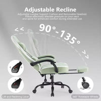 Chaise de bureau ergonomique Okak avec accoudoirs rembourrés, chaise de jeu avec repose-pieds et soutien lombaire, chaise pivotante à roulettes pour la maison et le bureau