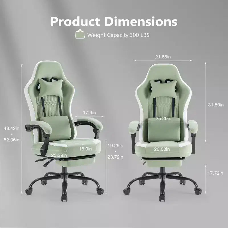 Chaise de bureau ergonomique Okak avec accoudoirs rembourrés, chaise de jeu avec repose-pieds et soutien lombaire, chaise pivotante à roulettes pour la maison et le bureau