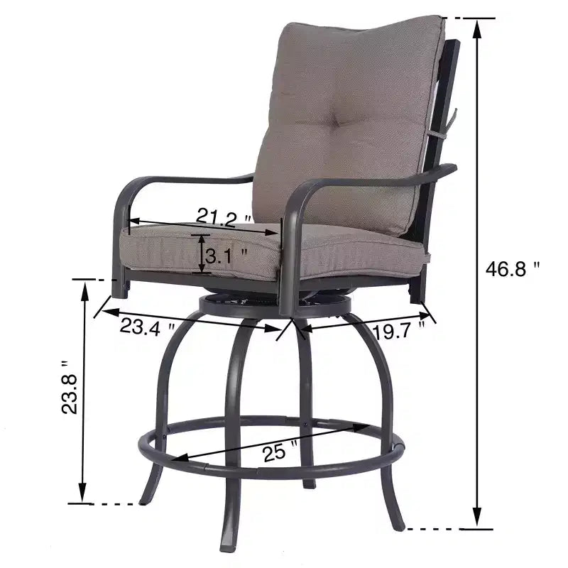 Kozyard Lot de 2 tabourets de bar pivotants hauts Isabella pour terrasse, jardin, cafés, bistro, restaurants et bars chics