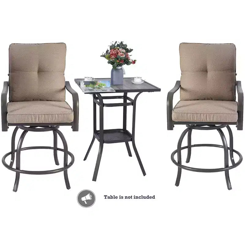 Kozyard Lot de 2 tabourets de bar pivotants hauts Isabella pour terrasse, jardin, cafés, bistro, restaurants et bars chics