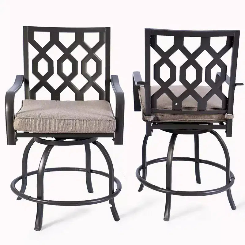 Kozyard Lot de 2 tabourets de bar pivotants hauts Isabella pour terrasse, jardin, cafés, bistro, restaurants et bars chics