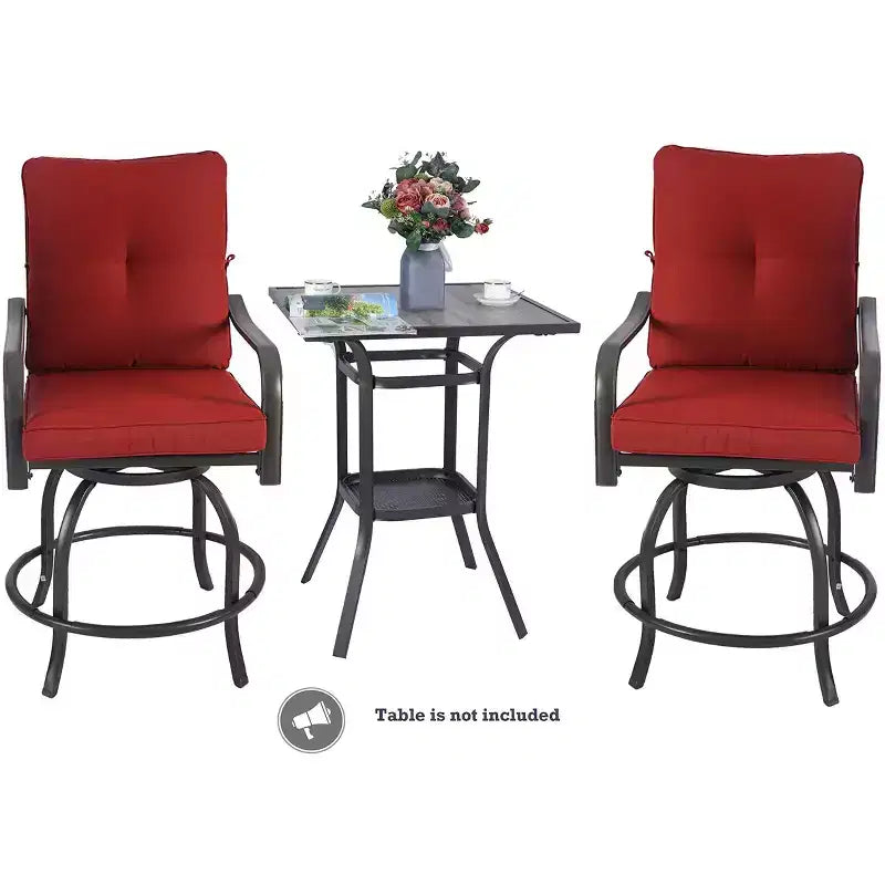 Kozyard Lot de 2 tabourets de bar pivotants hauts Isabella pour terrasse, jardin, cafés, bistro, restaurants et bars chics