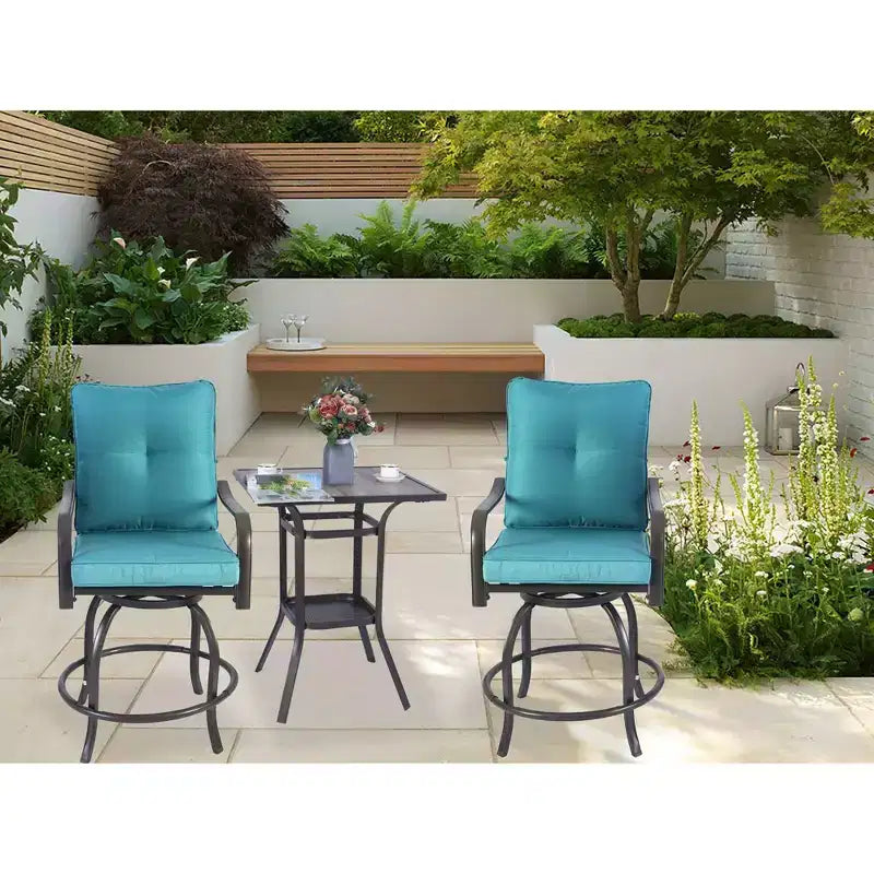 Kozyard Lot de 2 tabourets de bar pivotants hauts Isabella pour terrasse, jardin, cafés, bistro, restaurants et bars chics