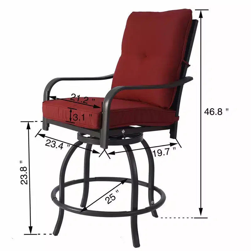 Kozyard Lot de 2 tabourets de bar pivotants hauts Isabella pour terrasse, jardin, cafés, bistro, restaurants et bars chics