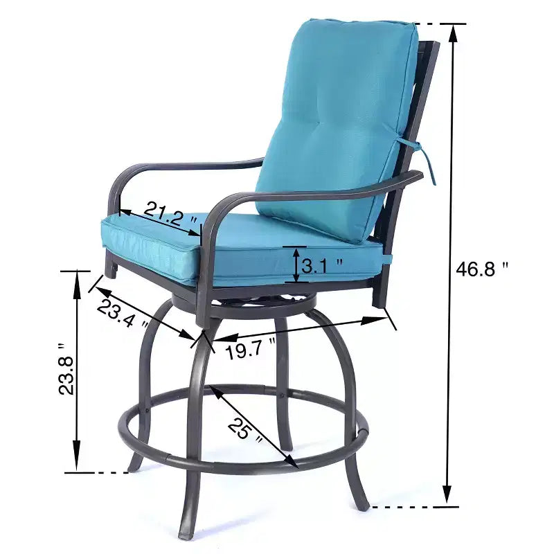 Kozyard Lot de 2 tabourets de bar pivotants hauts Isabella pour terrasse, jardin, cafés, bistro, restaurants et bars chics