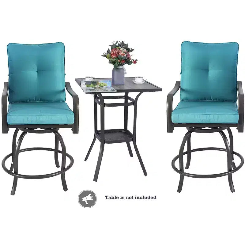 Kozyard Lot de 2 tabourets de bar pivotants hauts Isabella pour terrasse, jardin, cafés, bistro, restaurants et bars chics