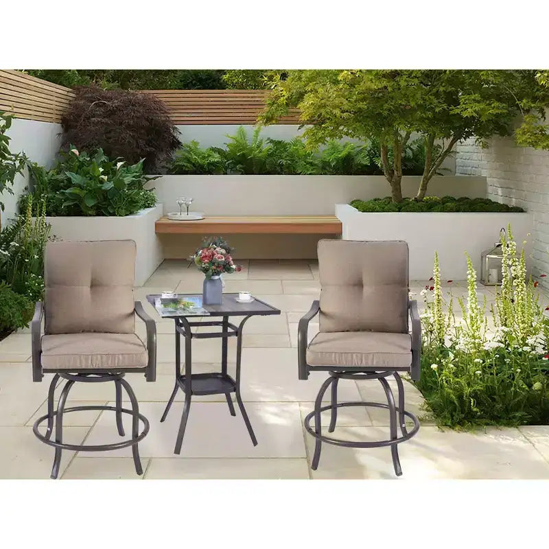 Kozyard Lot de 2 tabourets de bar pivotants hauts Isabella pour terrasse, jardin, cafés, bistro, restaurants et bars chics