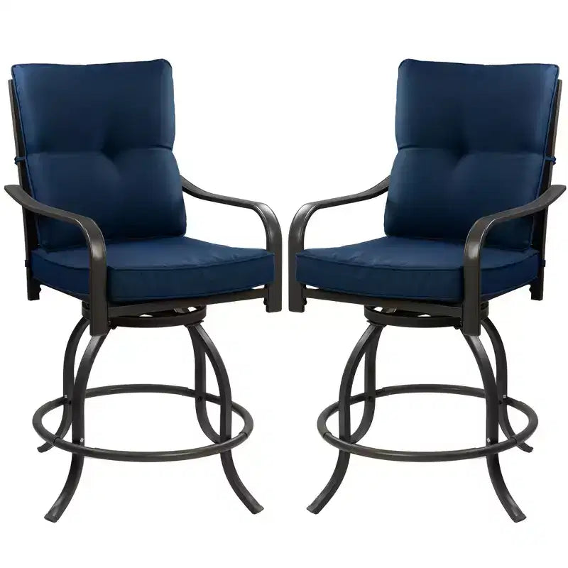 Kozyard Lot de 2 tabourets de bar pivotants hauts Isabella pour terrasse, jardin, cafés, bistro, restaurants et bars chics