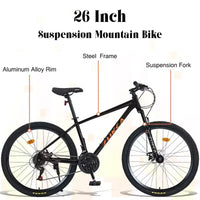 VTT tout suspendu Whisen 26 avec dérailleur arrière 8 vitesses, pneus KENDA à fourche, freins à double disque