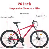 VTT tout suspendu Whisen 26 avec dérailleur arrière 8 vitesses, pneus KENDA à fourche, freins à double disque