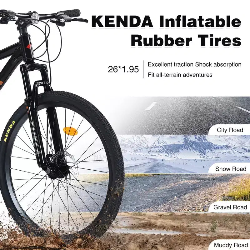 VTT tout suspendu Whisen 26 avec dérailleur arrière 8 vitesses, pneus KENDA à fourche, freins à double disque