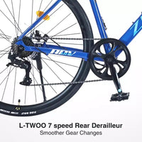 Whisen Vélo de route 28 pouces, vélo d'extérieur pour adultes avec 7 vitesses, cadre en alliage d'aluminium pour hommes et femmes