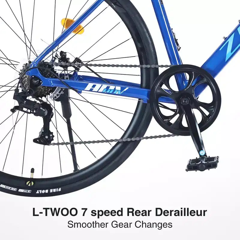 Whisen Vélo de route 28 pouces, vélo d'extérieur pour adultes avec 7 vitesses, cadre en alliage d'aluminium pour hommes et femmes