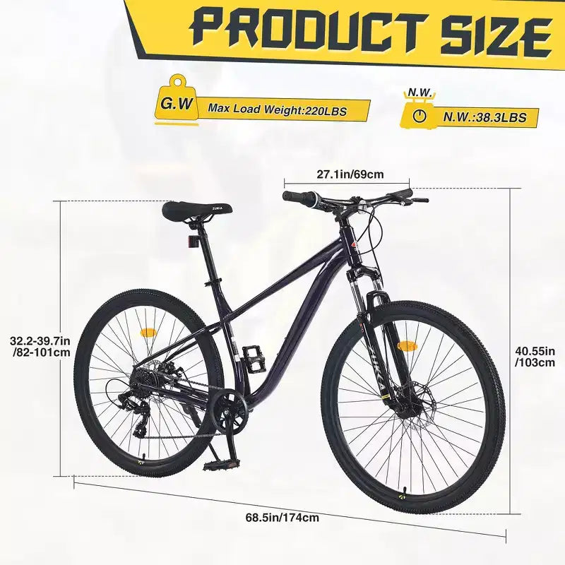 VTT Whisen 27.5 avec dérailleur arrière 8 vitesses, suspension avant, cadre en acier