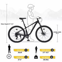 VTT Whisen 27.5 avec dérailleur arrière 8 vitesses, suspension avant, cadre en acier