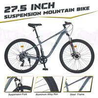 VTT Whisen 27.5 avec dérailleur arrière 8 vitesses, suspension avant, cadre en acier