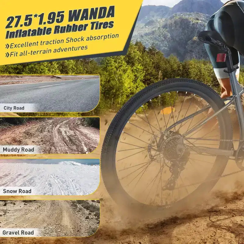 VTT Whisen 27.5 avec dérailleur arrière 8 vitesses, suspension avant, cadre en acier