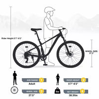 VTT Whisen 27.5 avec dérailleur arrière 8 vitesses, suspension avant, cadre en acier