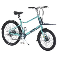 Vélo Cargo Whisen 26 avec 7 Vitesses, Cadre en Alliage d'Aluminium, Double Frein à Disque pour Femmes et Hommes