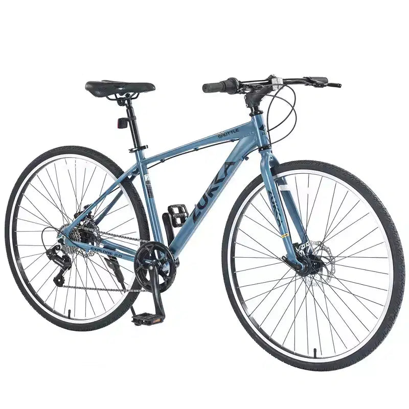 Vélo de route Whisen 28, vélo de ville hybride avec cadre en alliage d'aluminium Shimano 7 vitesses et freins à double disque