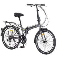 Vélo pliant de ville Whisen 24, vélos adultes avec Shimano 7 vitesses, cadre en acier