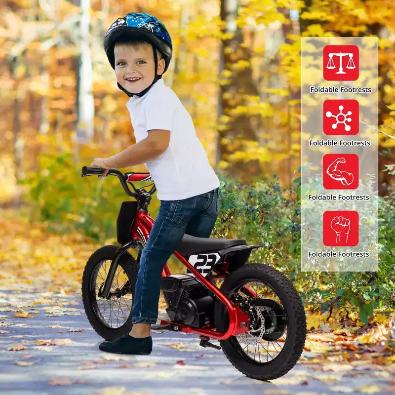 Moto Cross Électrique pour Enfants de 6 à 12 Ans, Vélo d'Équilibre Électrique 250W, Vitesse Max 25 km/h & 3 Réglages de Vitesse, Batterie 24V/5.2AH