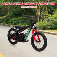 Moto Cross Électrique pour Enfants de 6 à 12 Ans, Vélo d'Équilibre Électrique 250W, Vitesse Max 25 km/h & 3 Réglages de Vitesse, Batterie 24V/5.2AH