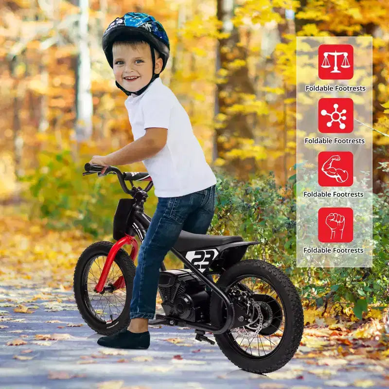 Moto Cross Électrique pour Enfants de 6 à 12 Ans, Vélo d'Équilibre Électrique 250W, Vitesse Max 25 km/h & 3 Réglages de Vitesse, Batterie 24V/5.2AH