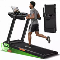 Tapis de course incliné à 15 % avec poignée, tapis de course portable 3-en-1 pour la maison et le bureau, tapis de course pliable avec une capacité de poids de 100 kg