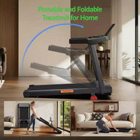 Tapis de course incliné à 15 % avec poignée, tapis de course portable 3-en-1 pour la maison et le bureau, tapis de course pliable avec une capacité de poids de 100 kg