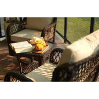 Ensemble de 3 chaises de jardin pivotantes à bascule avec table de bistro