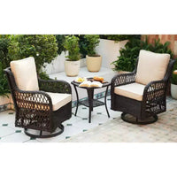 Ensemble de 3 chaises de jardin pivotantes à bascule avec table de bistro
