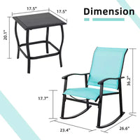 Ensemble Bistro d'extérieur 3 pièces Celebalcony, Chaises à bascule en tissu Textilene, Ensemble de conversation avec table pour jardin, balcon, bord de piscine