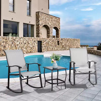 Ensemble Bistro d'extérieur 3 pièces Celebalcony, Chaises à bascule en tissu Textilene, Ensemble de conversation avec table pour jardin, balcon, bord de piscine