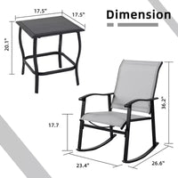 Ensemble Bistro d'extérieur 3 pièces Celebalcony, Chaises à bascule en tissu Textilene, Ensemble de conversation avec table pour jardin, balcon, bord de piscine
