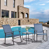 Ensemble Bistro d'extérieur 3 pièces Celebalcony, Chaises à bascule en tissu Textilene, Ensemble de conversation avec table pour jardin, balcon, bord de piscine
